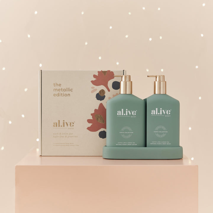 Al.ive Body Green Metallic Pump Duo Kaffir Lime & Green Tea