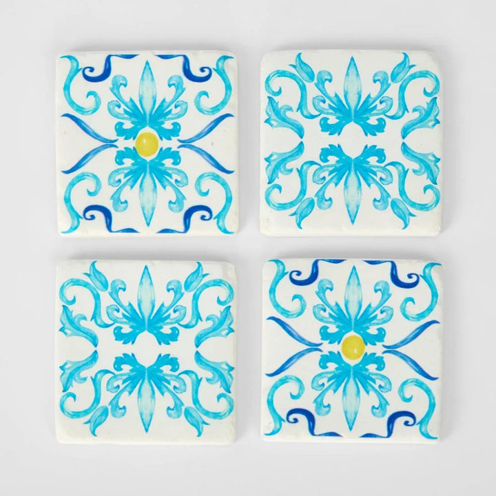 La Dolce Vita Pattern Coasters Blue - Set of 4