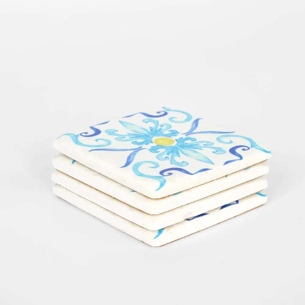 La Dolce Vita Pattern Coasters Blue - Set of 4