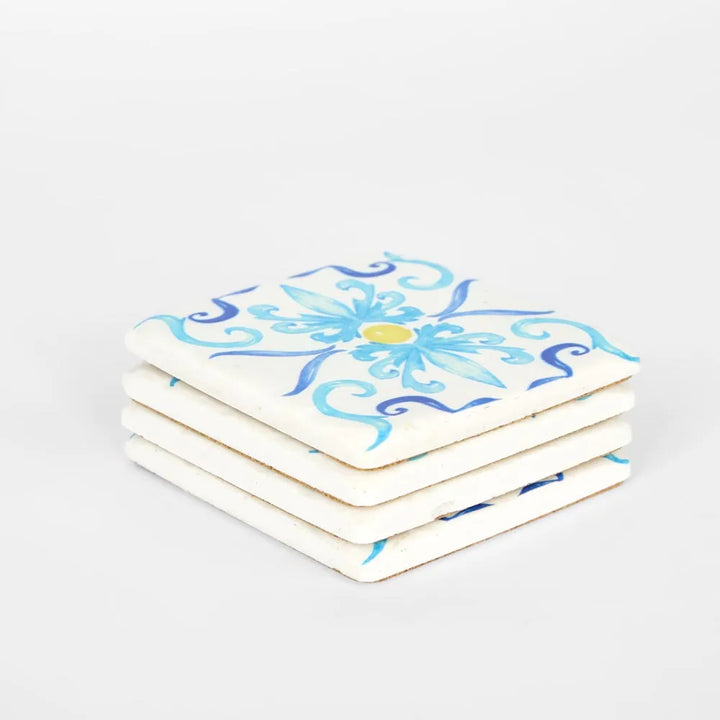 La Dolce Vita Pattern Coasters Blue - Set of 4