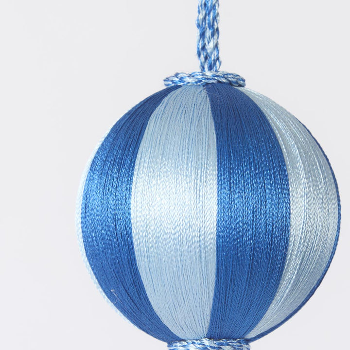 Silk Stripe Bauble Small Dark Blue & Blue 8cm