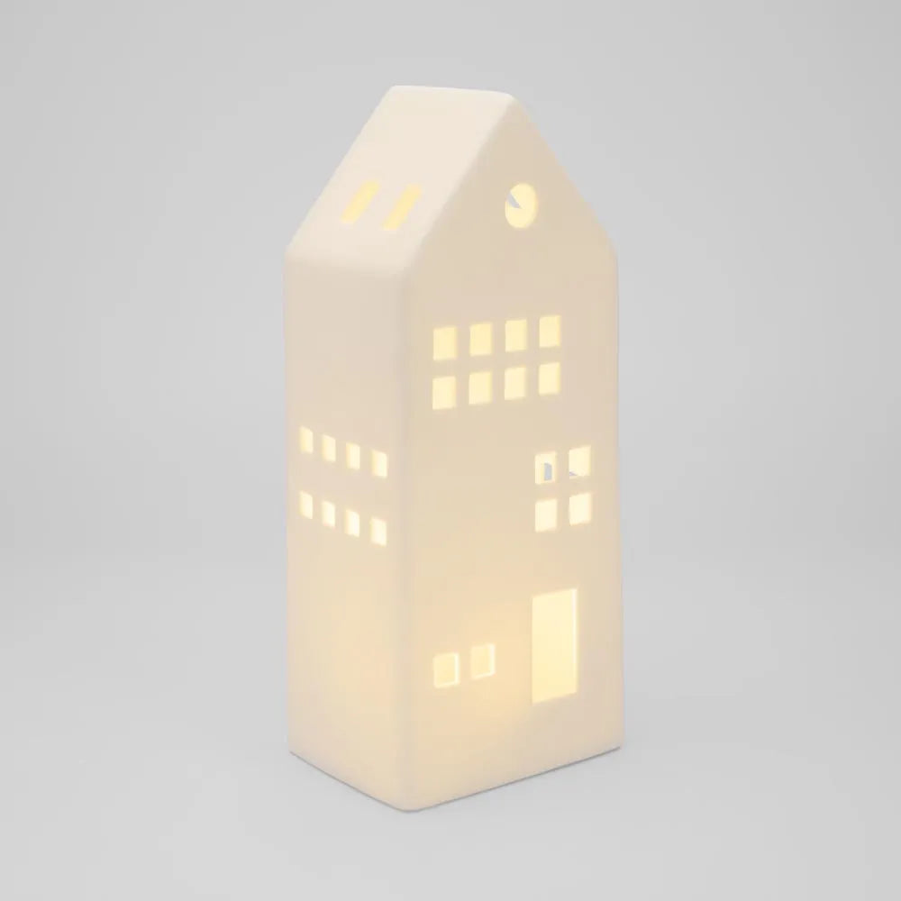 Light Up Porcelain House White Large 6.5x20cm