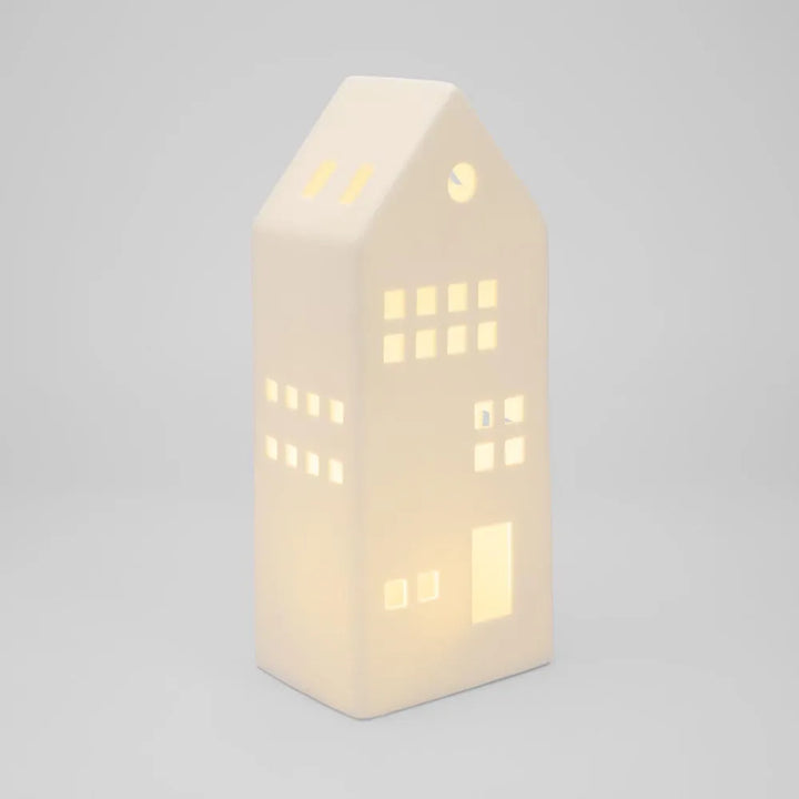 Light Up Porcelain House White Large 6.5x20cm