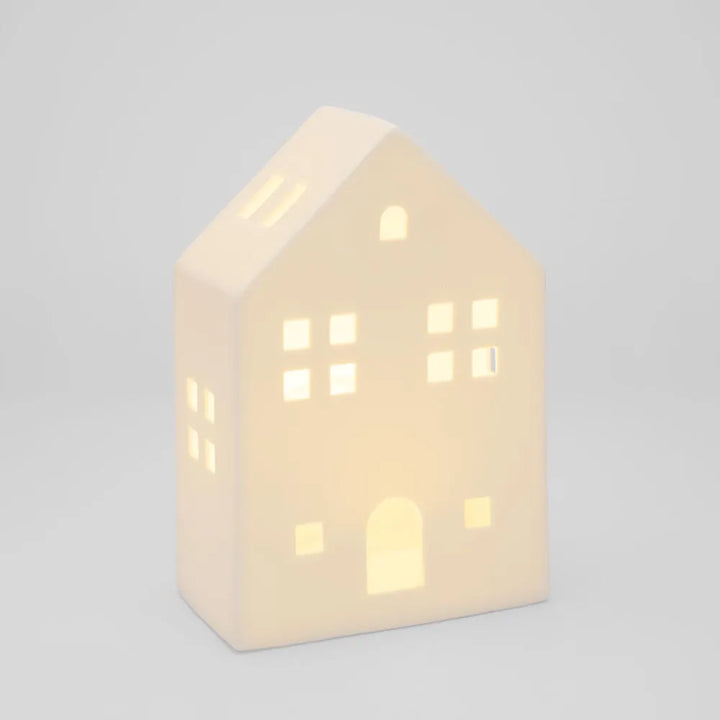 Light Up Porcelain House White Medium 6x15cm