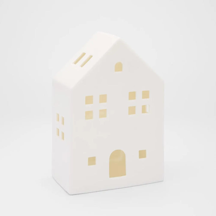 Light Up Porcelain House White Medium 6x15cm