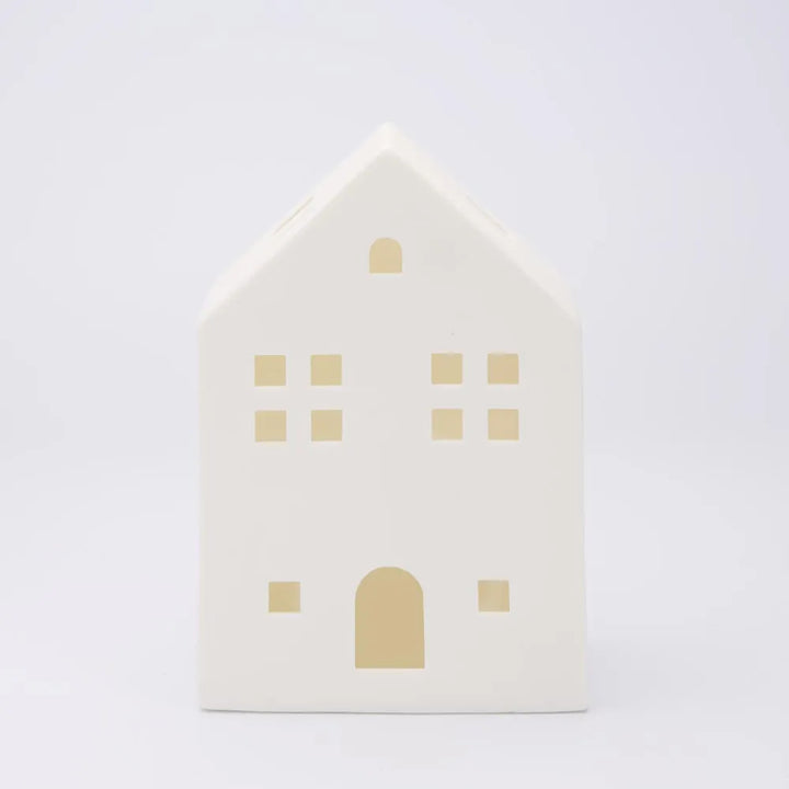 Light Up Porcelain House White Medium 6x15cm