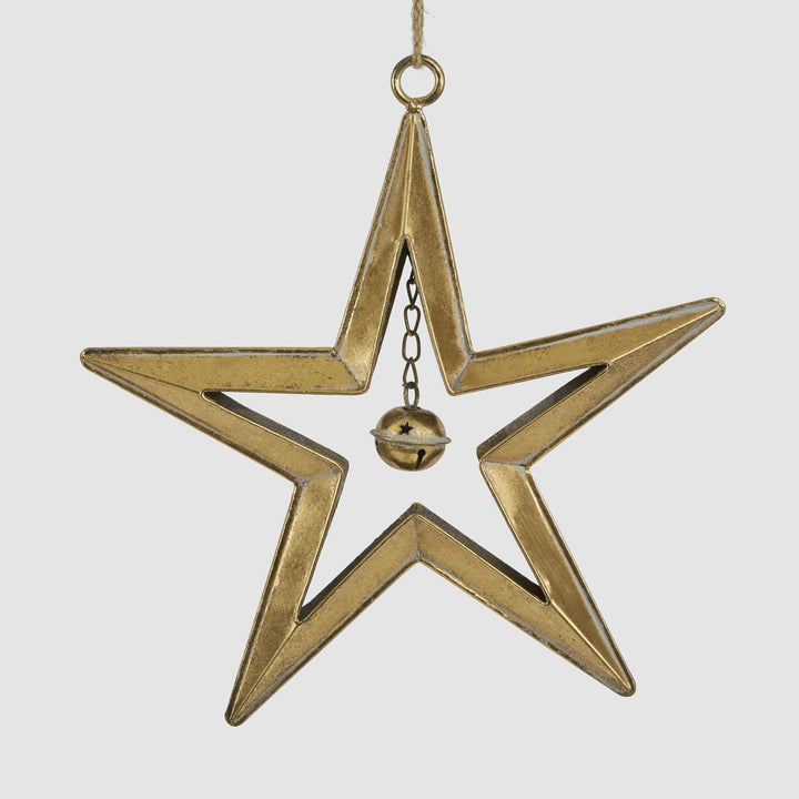 Large Golden Hanging Star with Bell 32.5x34cm