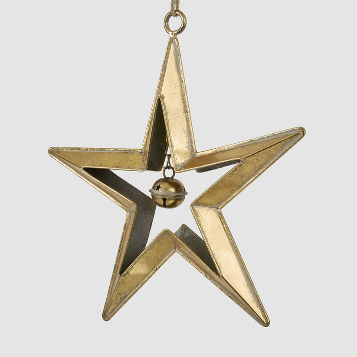 Large Golden Hanging Star with Bell 32.5x34cm