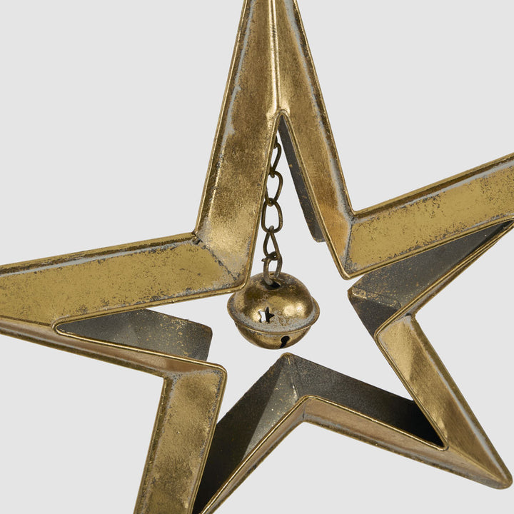 Large Golden Hanging Star with Bell 32.5x34cm