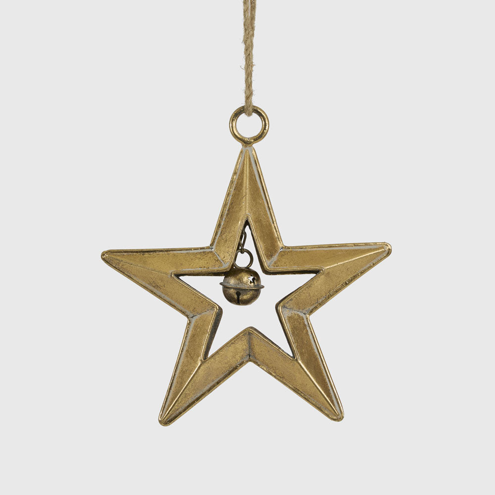 Small Golden Hanging Star with Bell 19.5cm