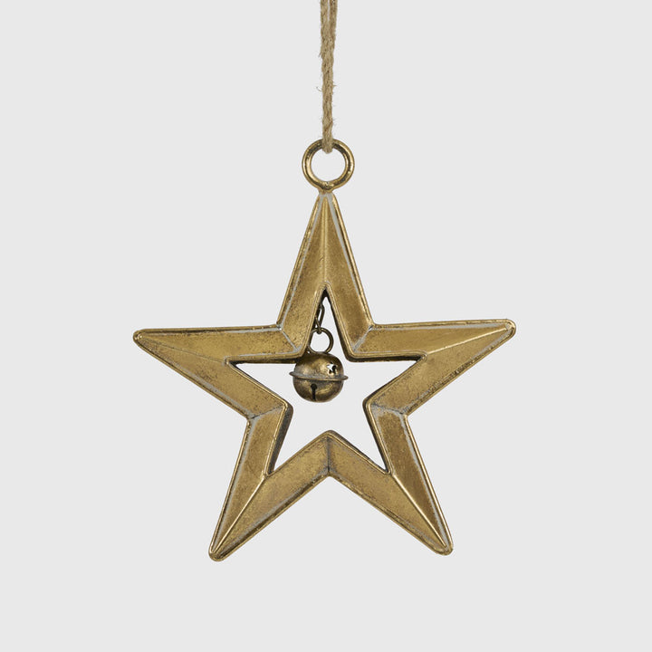 Small Golden Hanging Star with Bell 19.5cm