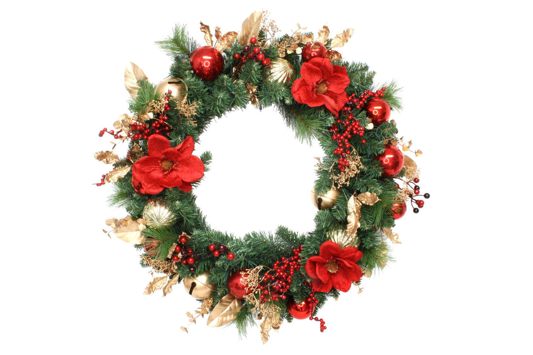Wreath 50 Led Magnolia Red 76cm