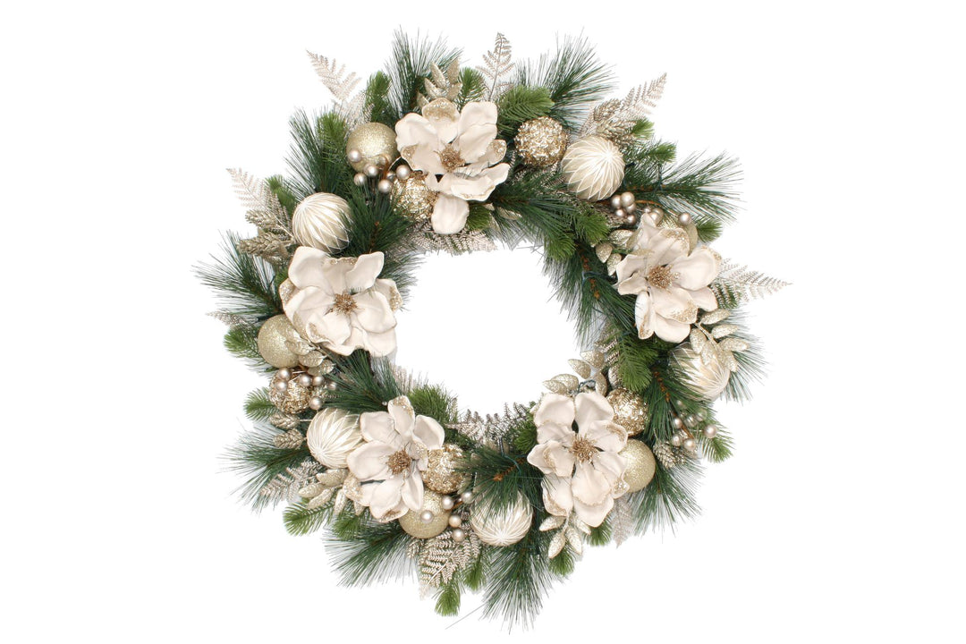 Wreath 50 Led Magnolia Champagne 76cm