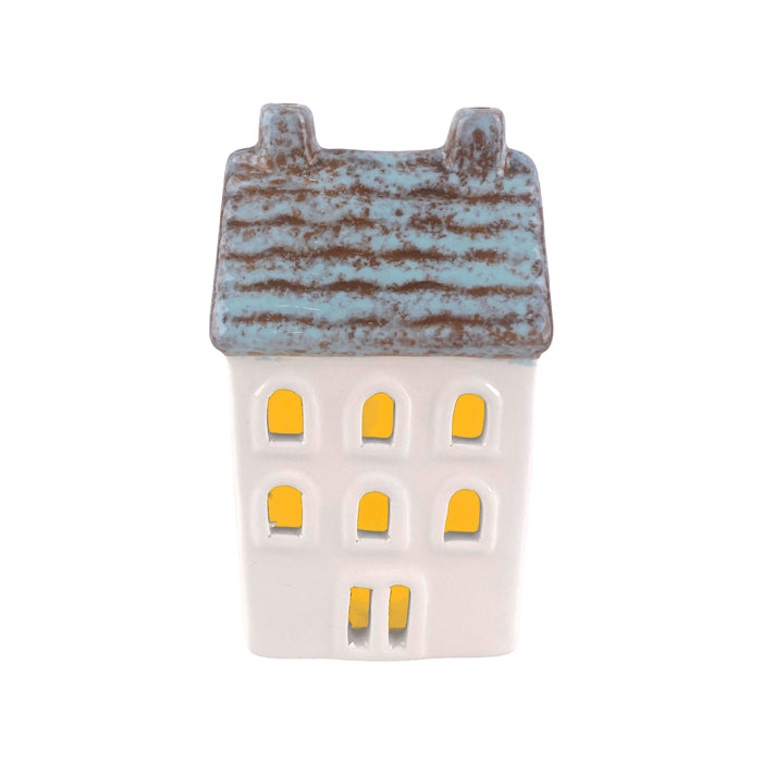 Ceramic Led Blue Whte House Lge
