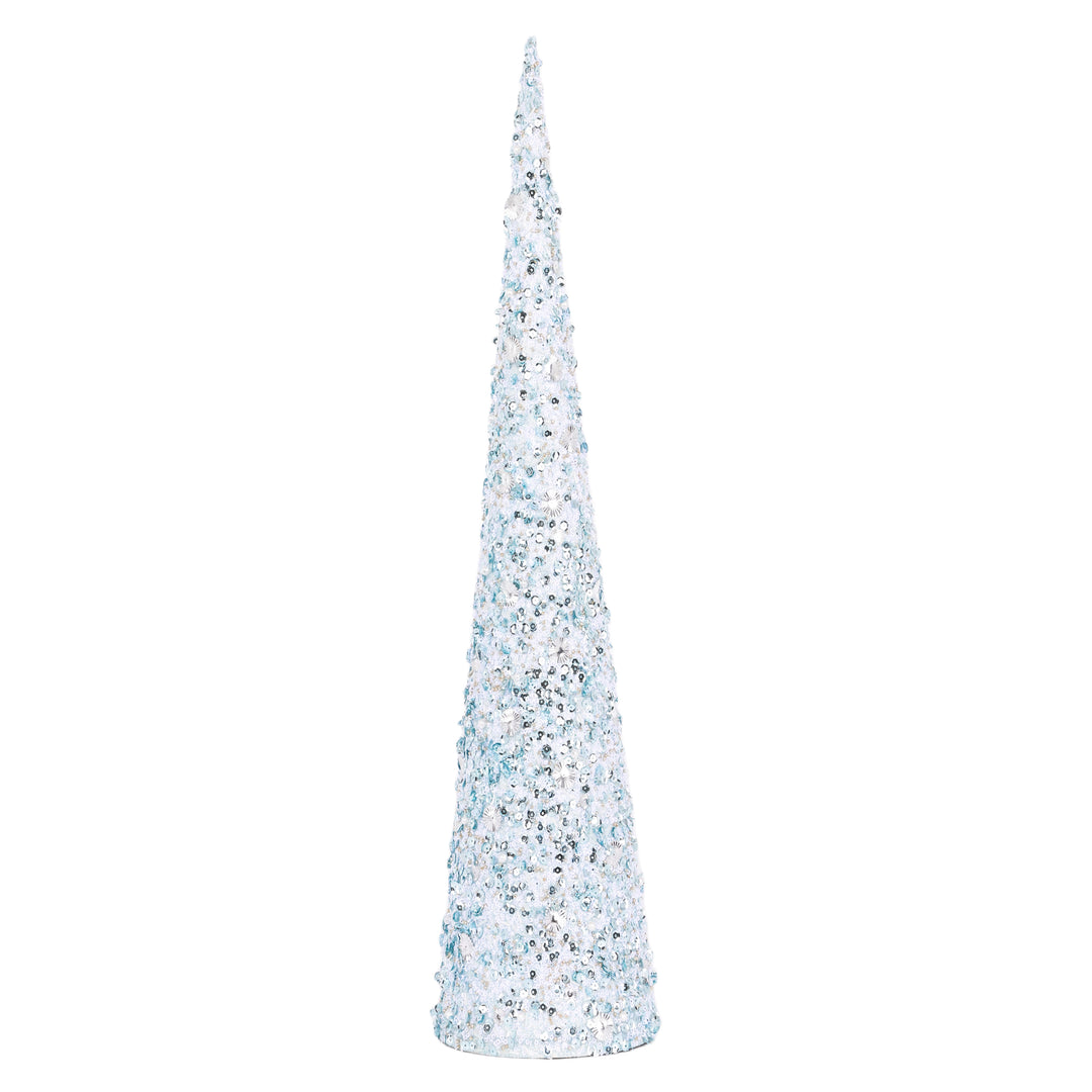 Paper Glitter Cone Tree Blue Lge