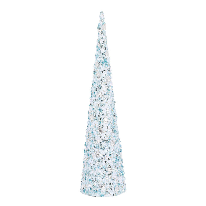 Paper Glitter Cone Tree Blue Sml