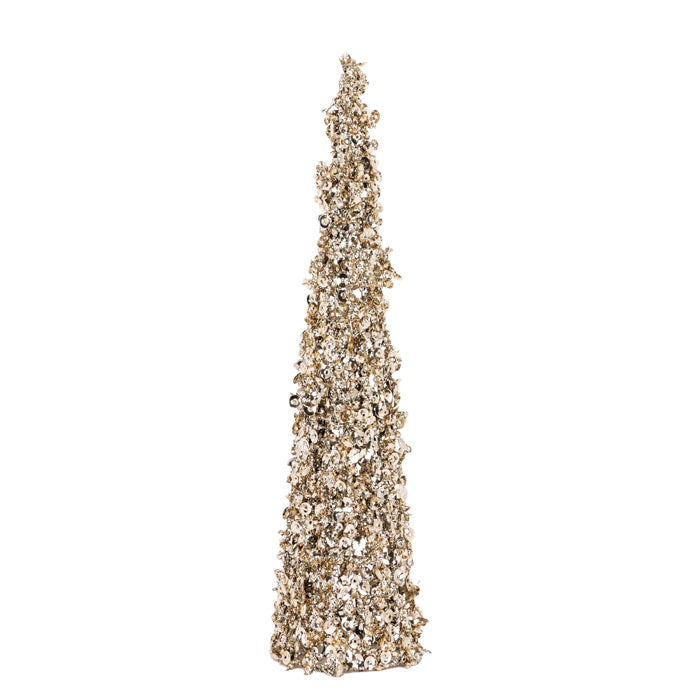 Ice Glitter Cone Tree Champagne Sml