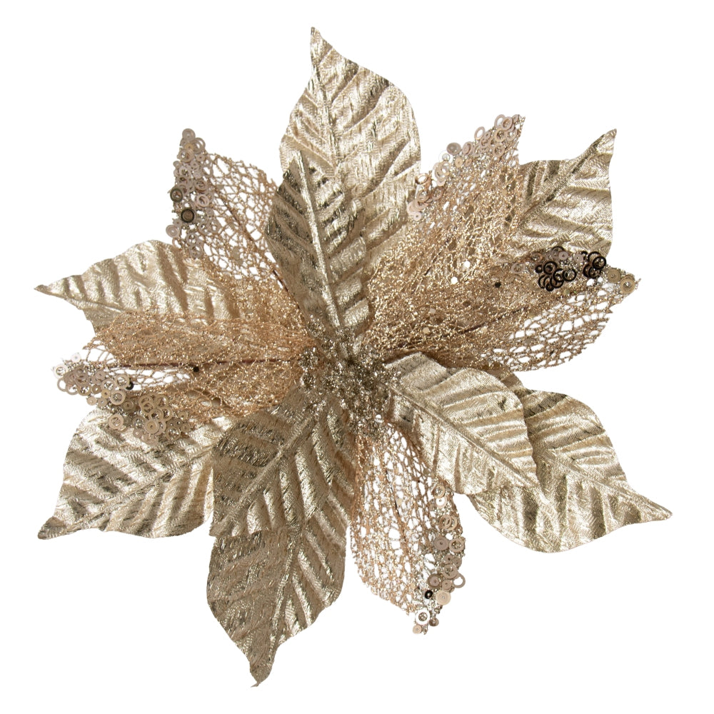 Clip On Poinsettia Chmpgne Copper Sequin