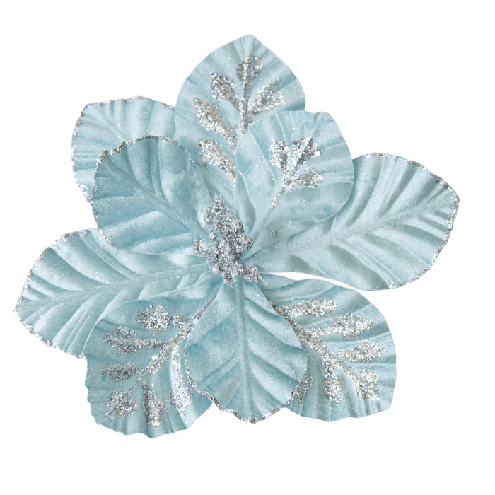 Clip On Magnolia Blue Silver Glitter