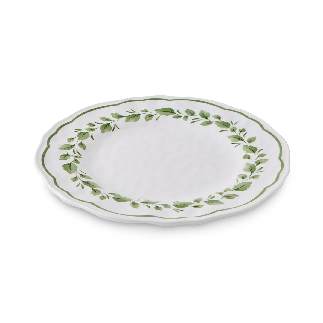 Cecile White/Green Melamine Large Plate D28cm
