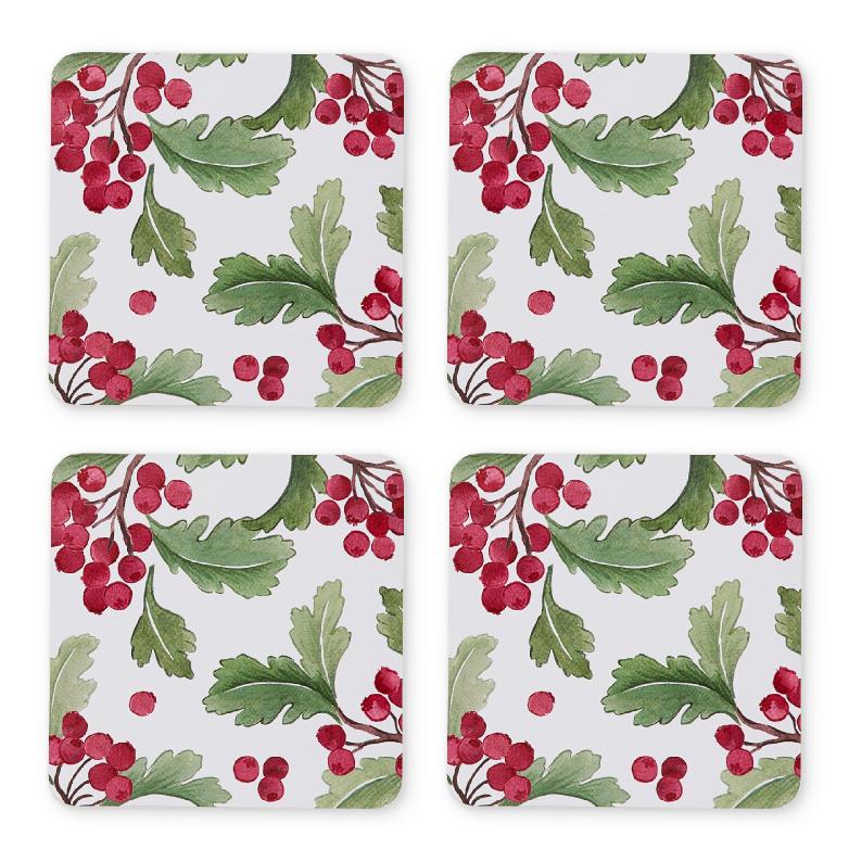 Evergreen Square Hard Coaster Set 4