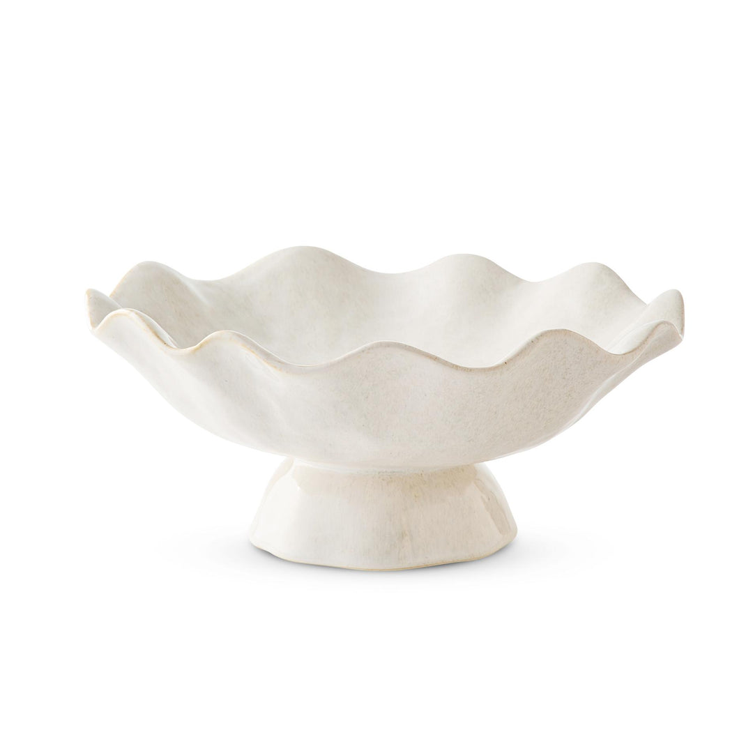 Wavy Ivory Reactive Pedestal Platter D32Xh15cm