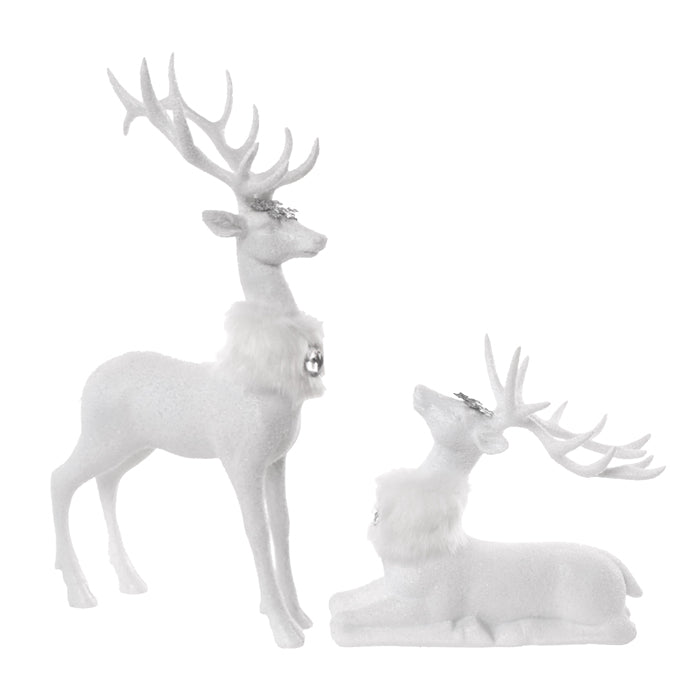 Resin White Reindeer W/Scarf And Jewel Asst
