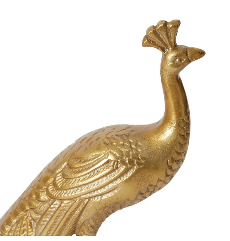 Peacock Sculpture Antique Gold 26x8x19cm