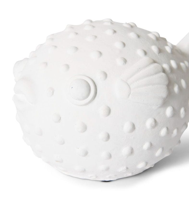 Blow Fish Sculpture 18x12x10cm White