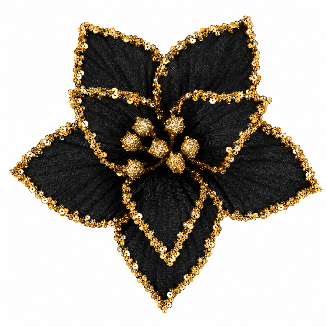 Clip On Poinsettia Crust Edge Black