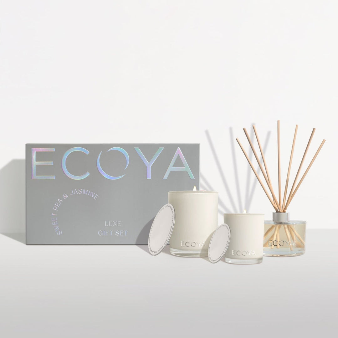 Ecoya Sweet Pea & Jasmine Luxe Gift Set 1 x 400g + 1 x 200ml + 1 x 80g