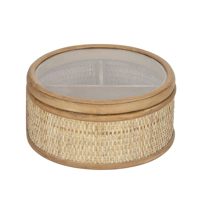 Reyna Rattan Round Jewellery Box 21cm