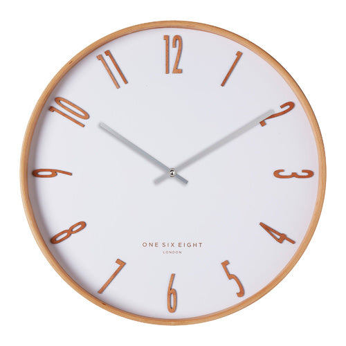 Mason White & Timber Clock 40cm