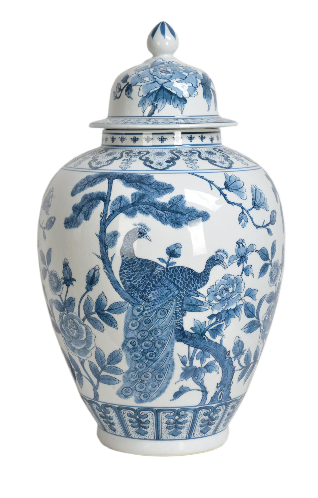 Peacock Blue & White Temple Jar 56cm