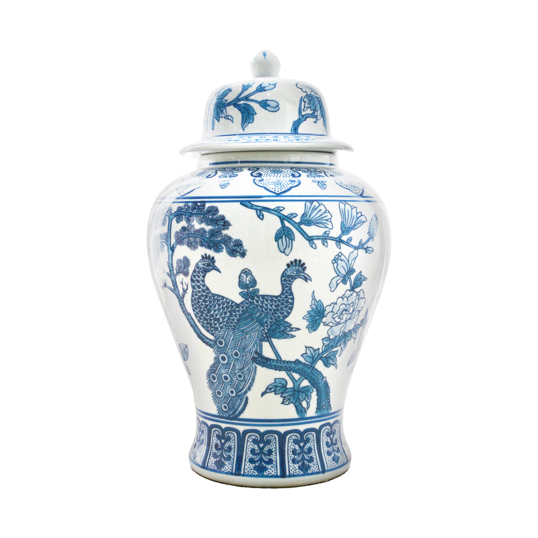 Peacock Blue & White Temple Jar 43cm