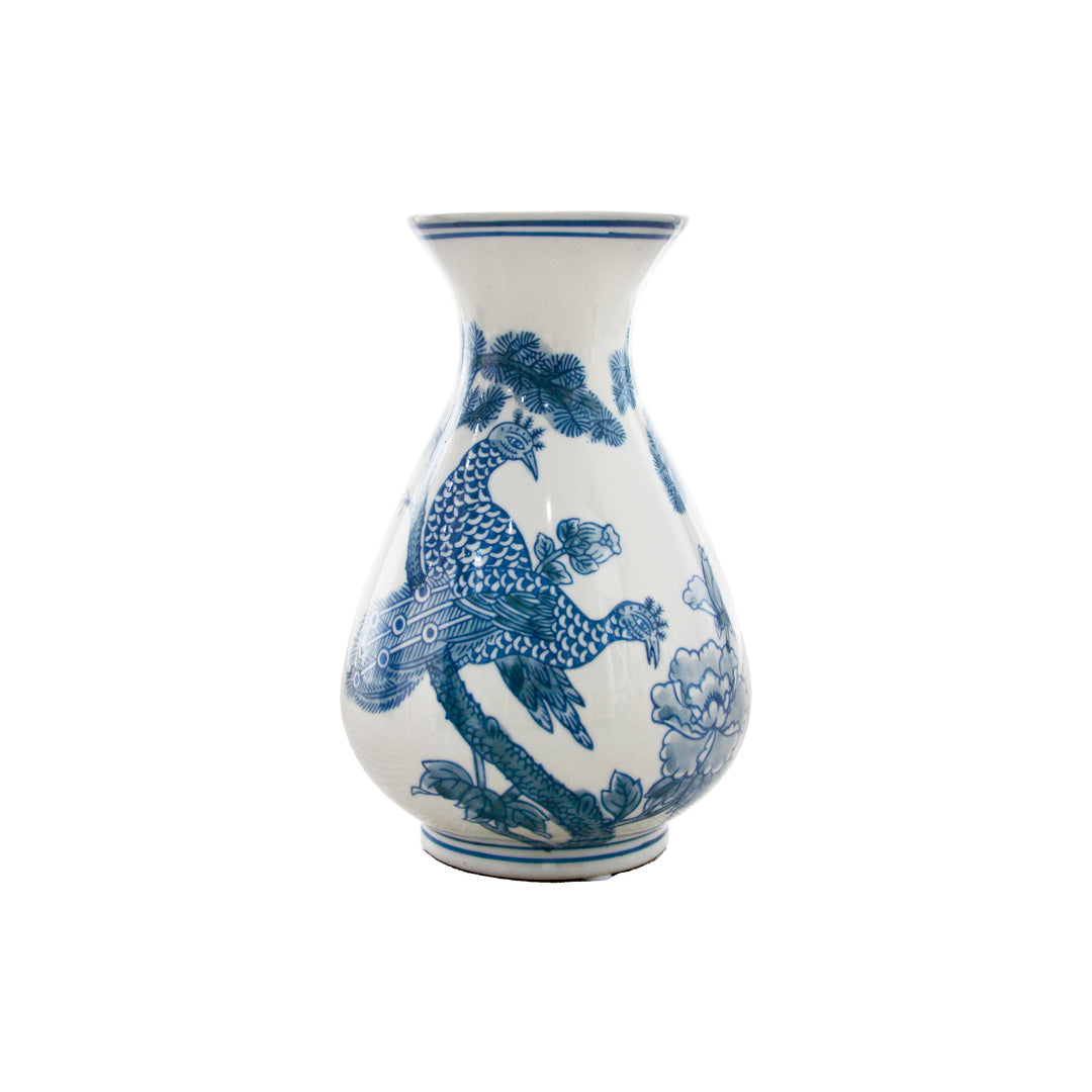 Peacock Blue & White Vase 20cm