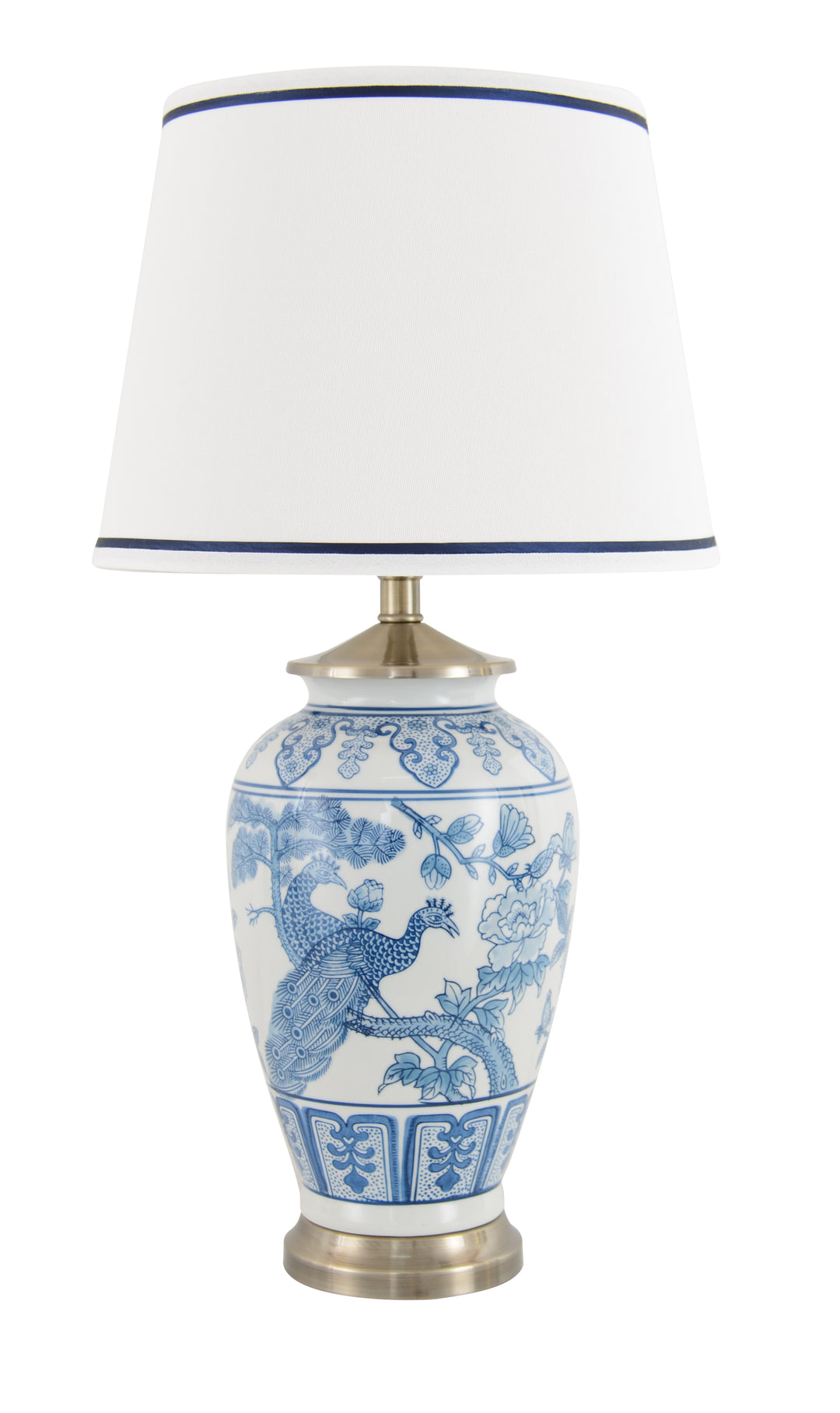 Peacock Blue & White Lamp Base 36cm