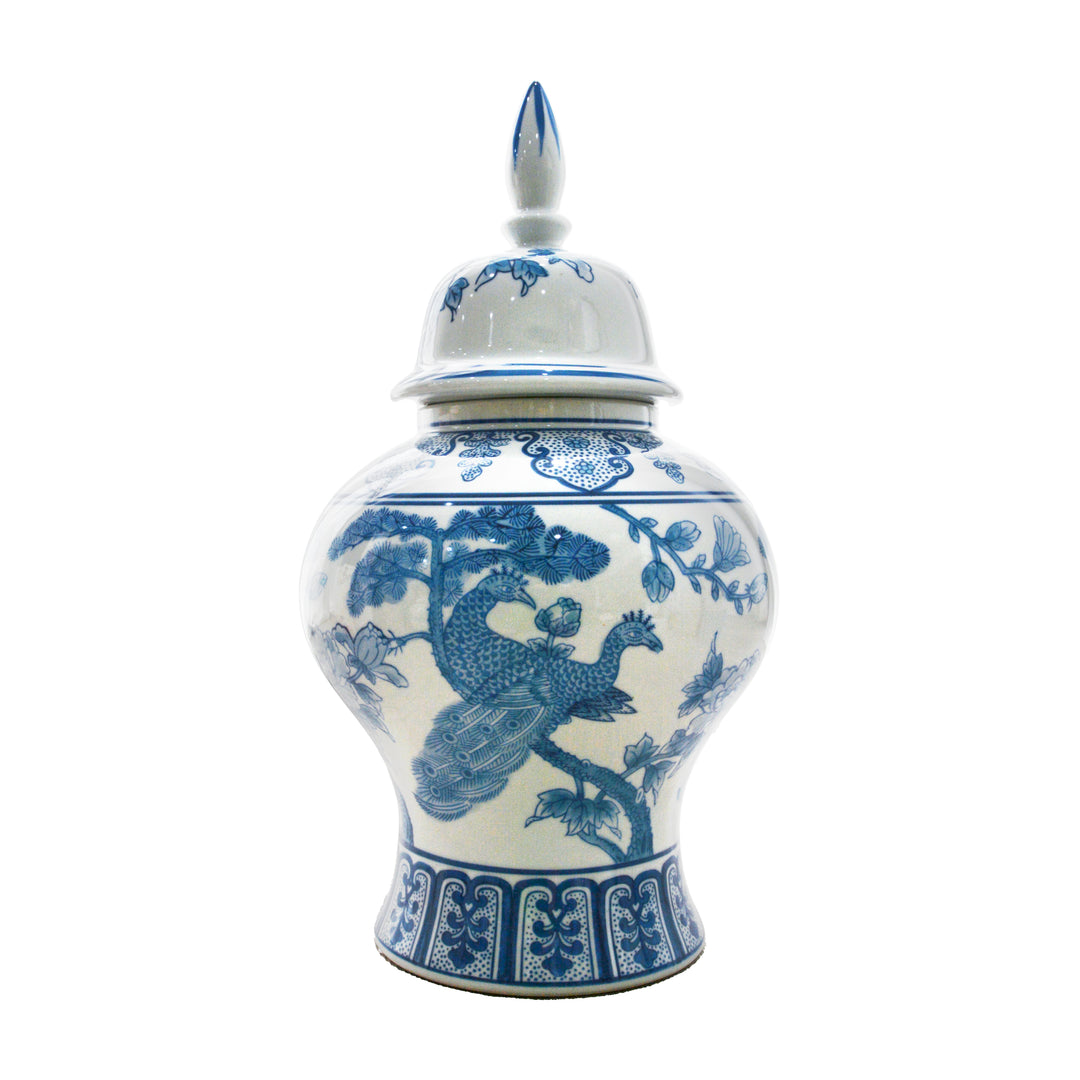 Peacock Blue & White Temple Jar 44cm