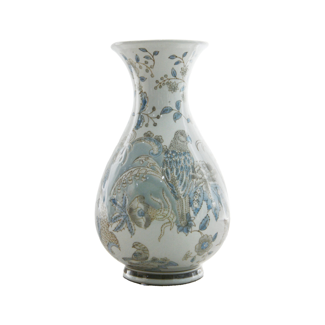 Parrot Blue & White Vase 30cm