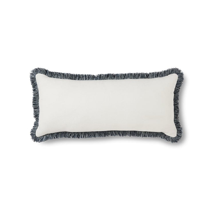 Vera Blue Melange Fringe Cushion 35x75cm