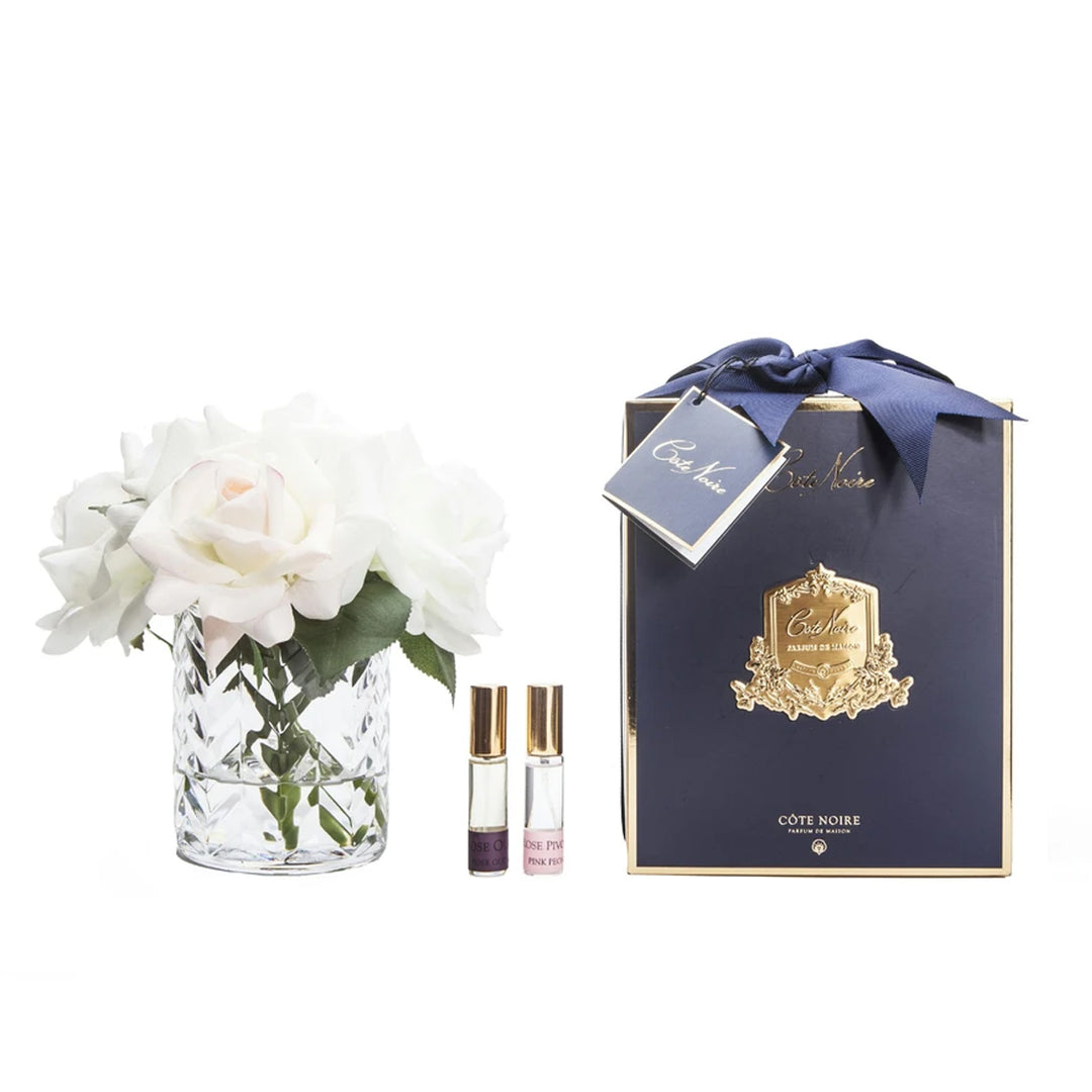 Cote Noire Perfumed Rose Blush & White Roses - Herringbone Glass