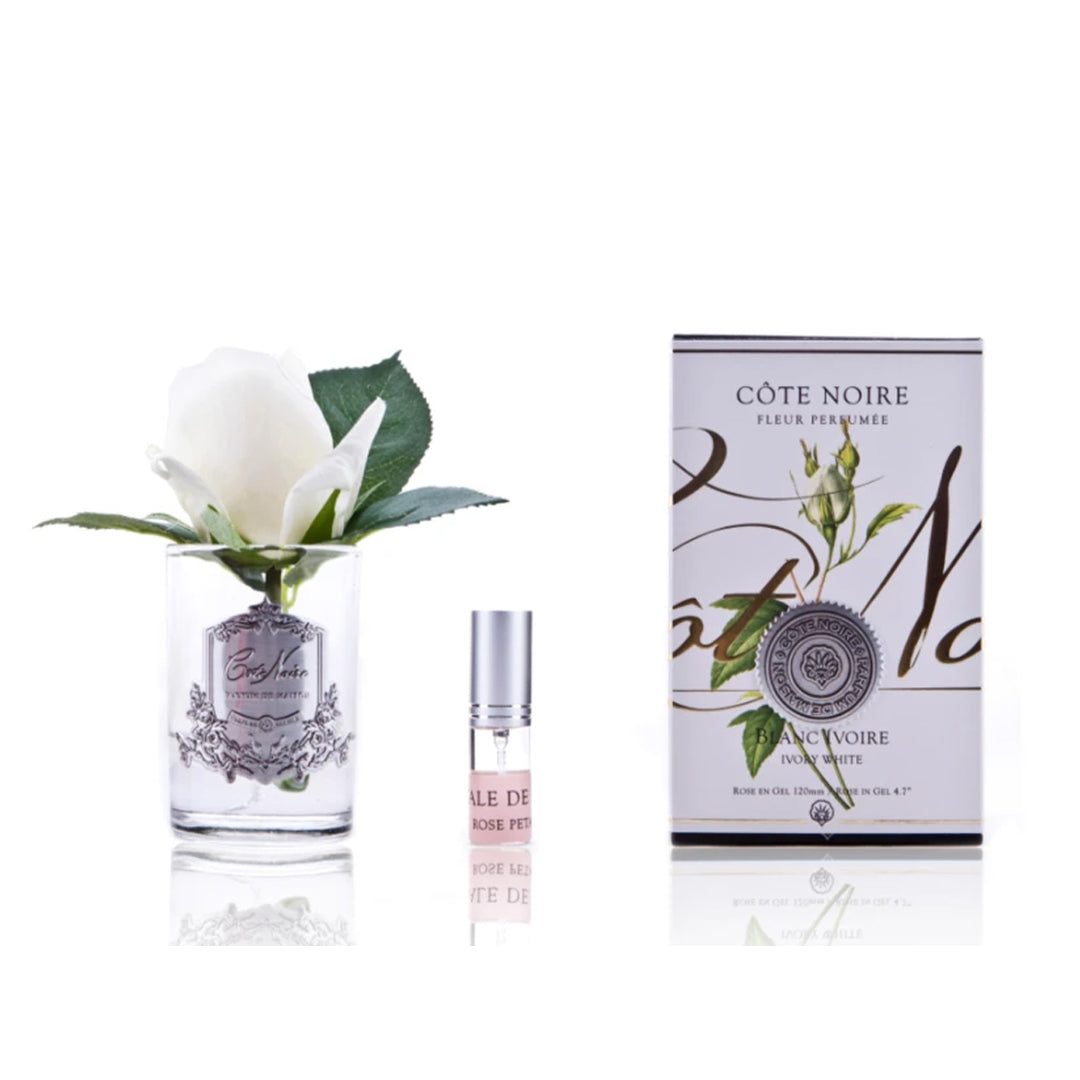 Cote Noire Perfumed Rose Bud Ivory White - Clear Glass