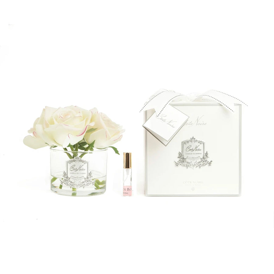 Cote Noire Perfumed Five Rose Bouquet Pink Blush - Frost Glass