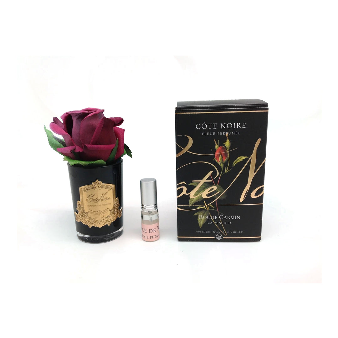 Cote Noire Perfumed Rose Bud Carmine Red - Black Glass