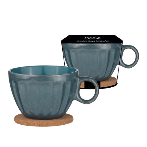 Elan Storm Blue Duo Mug & Coaster Set