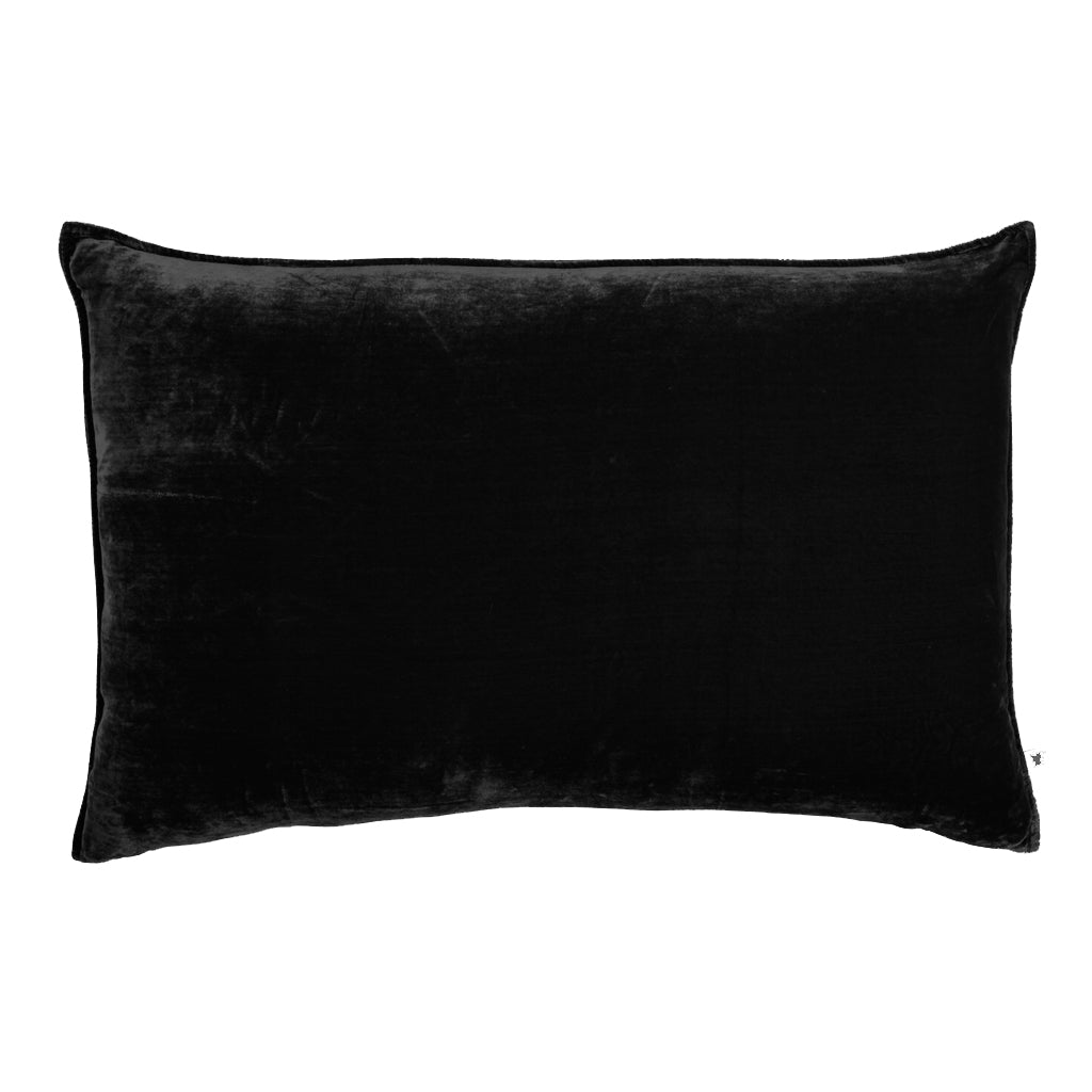 Velvet Cushion Black Lumbar