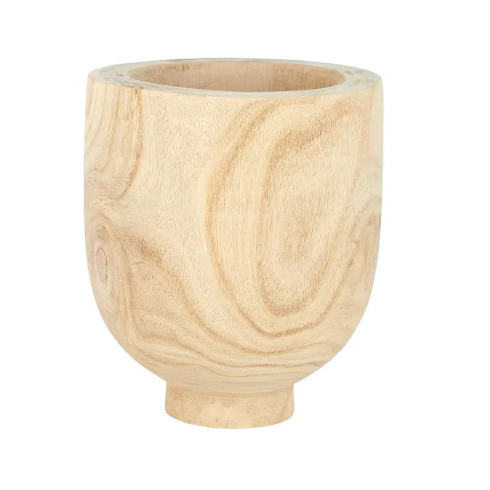 Wade Wooden Footed Pot 22x25cm Natural