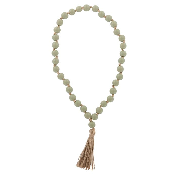 Saffron Wooden Hanging Beads 46cm Sage