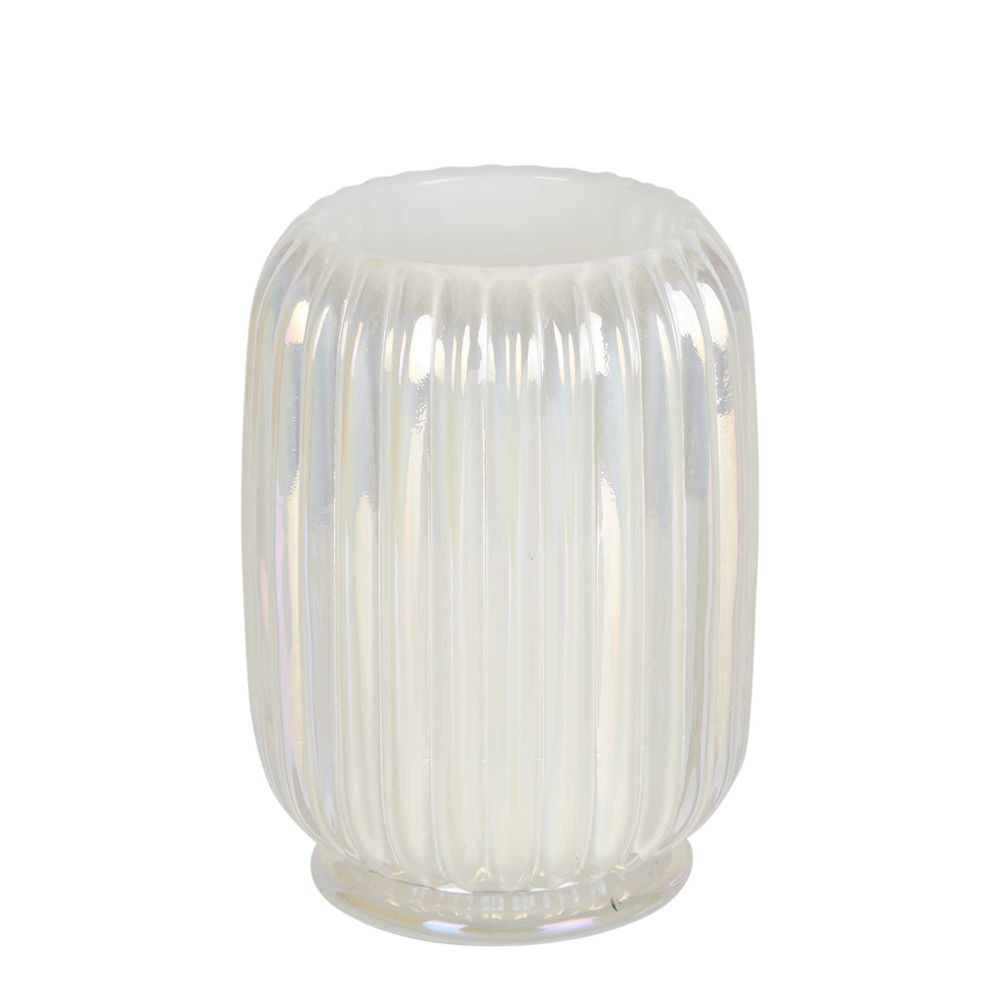 Pearl Ribbed Glass Tealight Large