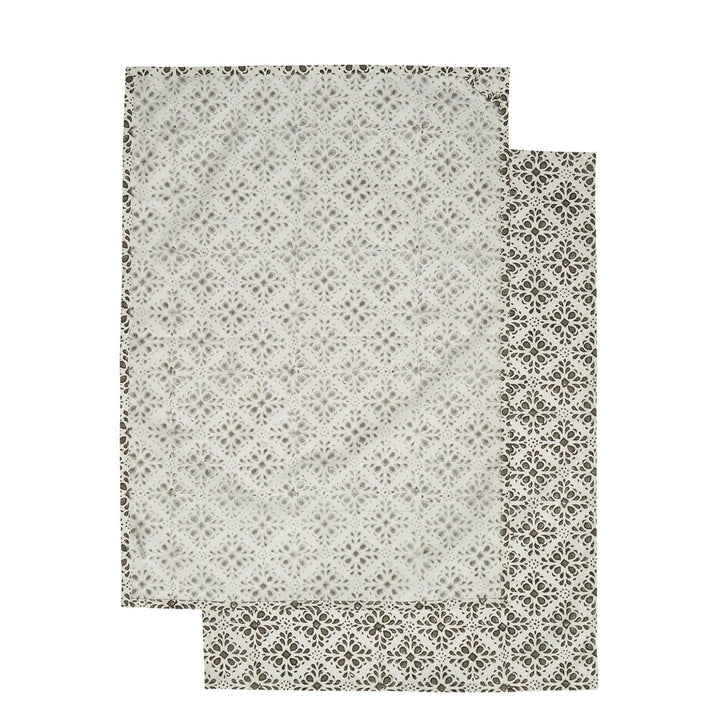 Cyra Lace Print Cotton Tea Towel Set of 2